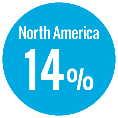 North America 14%